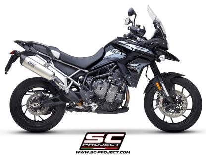 TRIUMPH TIGER 850 (2021-2024) Oval Muffler, with Carbon fiber end cap