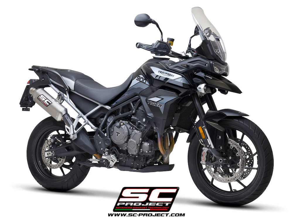 TRIUMPH TIGER 850 (2021-2024) Rally Raid Muffler, Titanium, with Titanium end cap