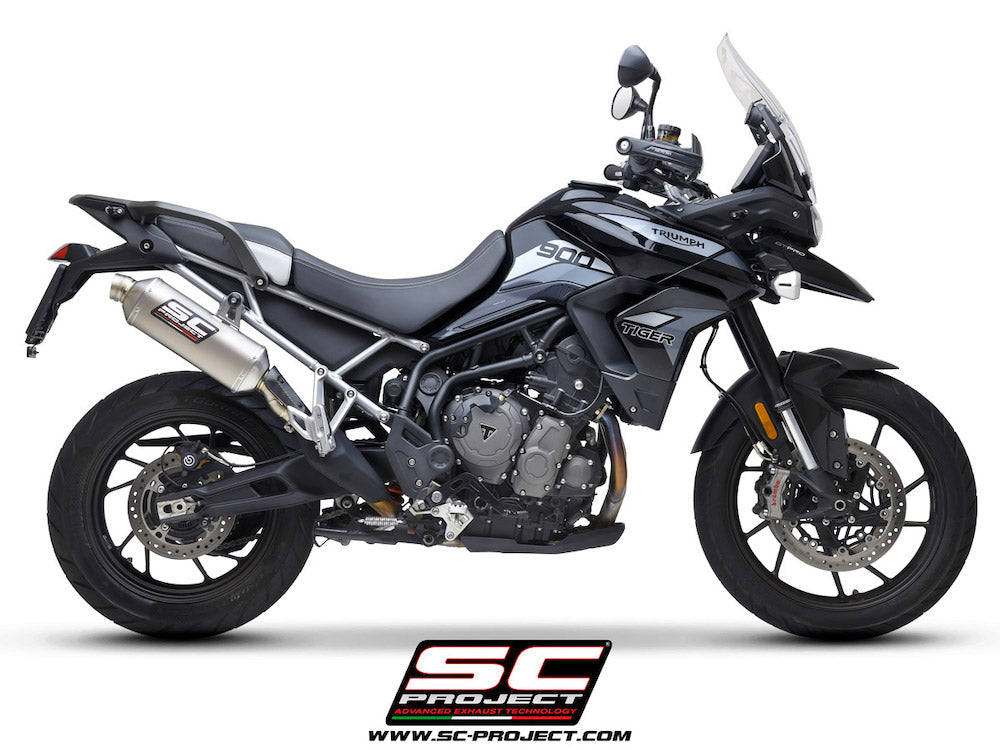 TRIUMPH TIGER 850 (2021-2024) Rally Raid Muffler, Titanium, with Titanium end cap