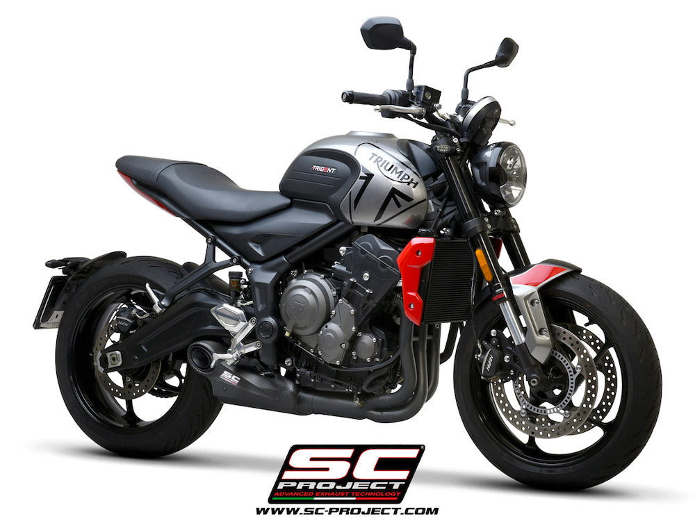 TRIUMPH TRIDENT 660 (2021-2024) STR-1 muffler, with full 3-1 exhaust system Stainless Steel Aisi 304, matt black painted - Euro 5