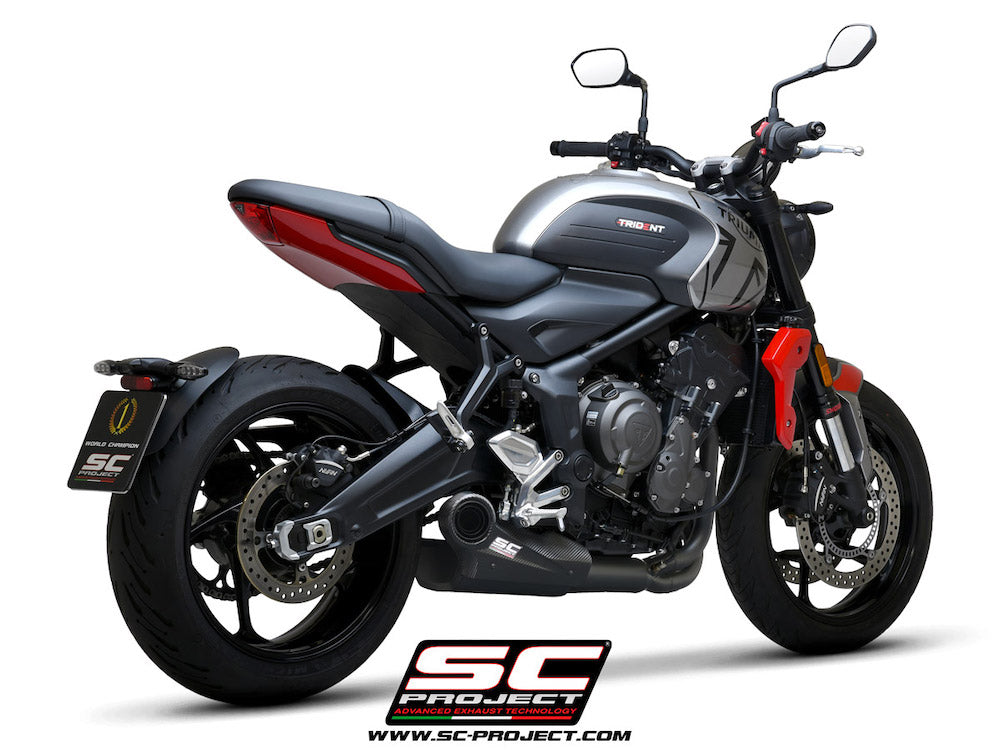 TRIUMPH TRIDENT 660 (2021-2024) STR-1 muffler, with full 3-1 exhaust system Stainless Steel Aisi 304, matt black painted - Euro 5