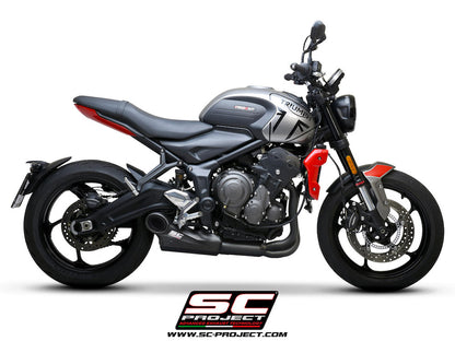 TRIUMPH TRIDENT 660 (2021-2024) STR-1 muffler, with full 3-1 exhaust system Stainless Steel Aisi 304, matt black painted - Euro 5