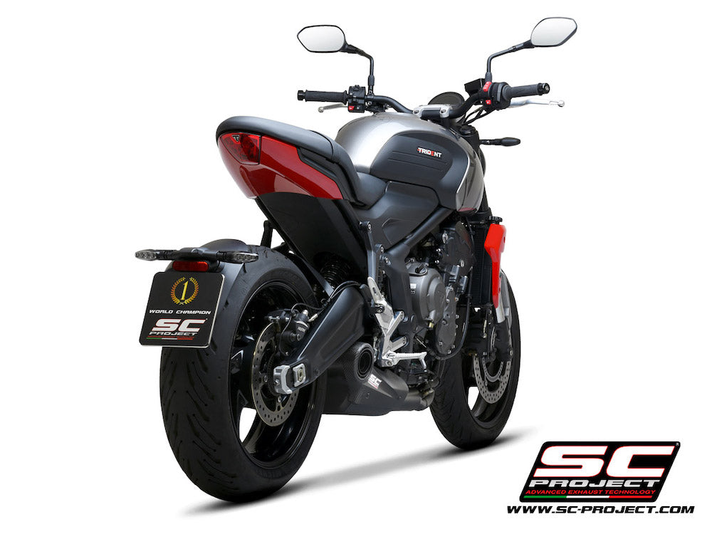 TRIUMPH TRIDENT 660 (2021-2024) STR-1 muffler, with full 3-1 exhaust system Stainless Steel Aisi 304, matt black painted - Euro 5