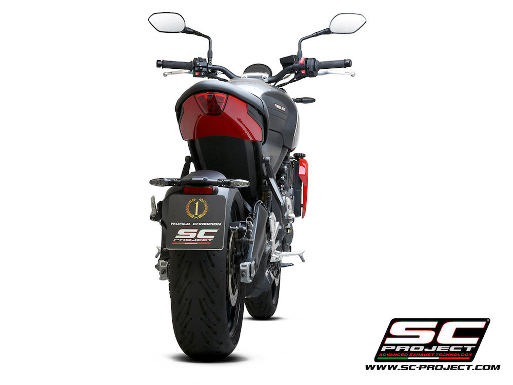 TRIUMPH TRIDENT 660 (2021-2024) STR-1 muffler, with full 3-1 exhaust system Stainless Steel Aisi 304, matt black painted - Euro 5