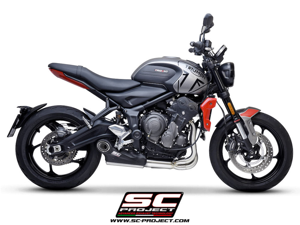 TRIUMPH TRIDENT 660 (2021-2024) STR-1 muffler, with full 3-1 exhaust system Stainless Steel Aisi 304 - Euro 5