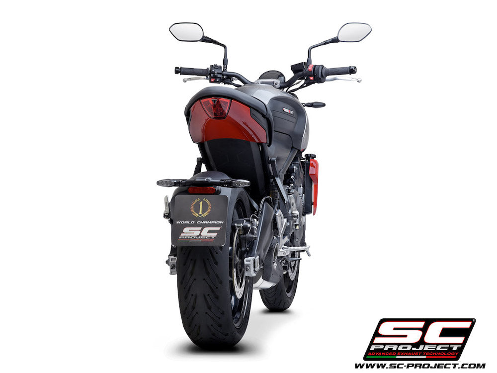 TRIUMPH TRIDENT 660 (2021-2024) STR-1 muffler, with full 3-1 exhaust system Stainless Steel Aisi 304 - Euro 5