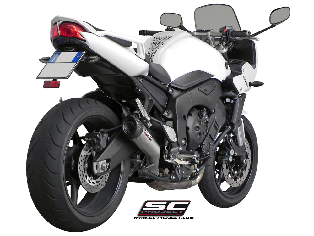 YAMAHA FZ1 - FAZER (2006 - 2016) conical Muffler, brushed stainless Steel, with Carbon fibre end cap