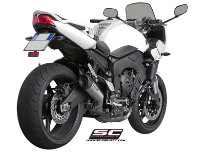 YAMAHA FZ1 - FAZER (2006 - 2016) conical Muffler, brushed stainless Steel, with Carbon fibre end cap