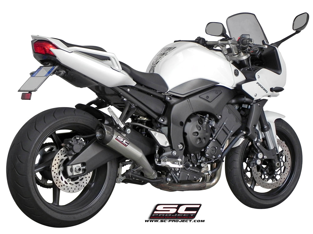 YAMAHA FZ1 - FAZER (2006 - 2016) conical Muffler, brushed stainless Steel, with Carbon fibre end cap