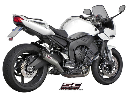 YAMAHA FZ1 - FAZER (2006 - 2016) conical Muffler, brushed stainless Steel, with Carbon fibre end cap