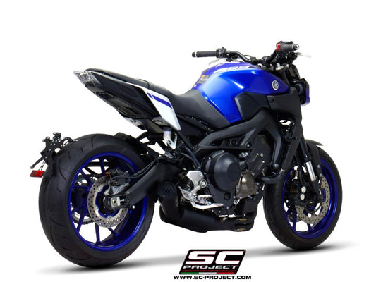YAMAHA MT-09 (2017 - 2020) Full Exhaust System 3-1, stainless Steel, with 70s conical Muffler, matt black painted