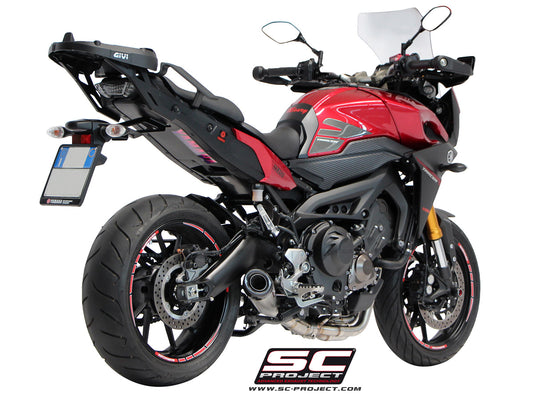YAMAHA TRACER 900 (2015 - 2016) Full Exhaust System 3-1, with conical Muffler, brushed stainless Steel, with Carbon fibre end cap