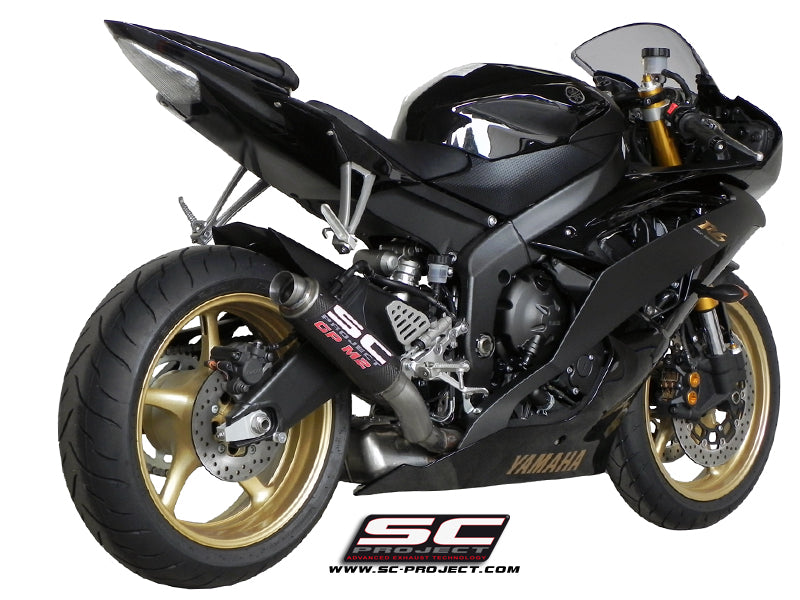 YAMAHA YZF R6 (2006 - 2016) GP-M2 Muffler, high position, Carbon fibre, with CNC machined exit pipe