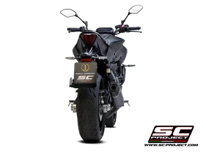 YAMAHA MT-07 (2021-2024) Full 2-1 stainless steel exhaust system, matte black painted, with SC1-S carbon muffler - RACING