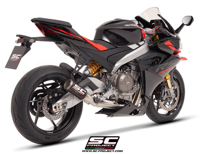 APRILIA RS 660 (2025-2026) 2-1 Stainless steel full exhaust system, with CR-T carbon exhaust with stoneguard grid
