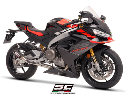APRILIA RS 660 (2025-2026) 2-1 Stainless steel full exhaust system, with CR-T carbon exhaust with stoneguard grid
