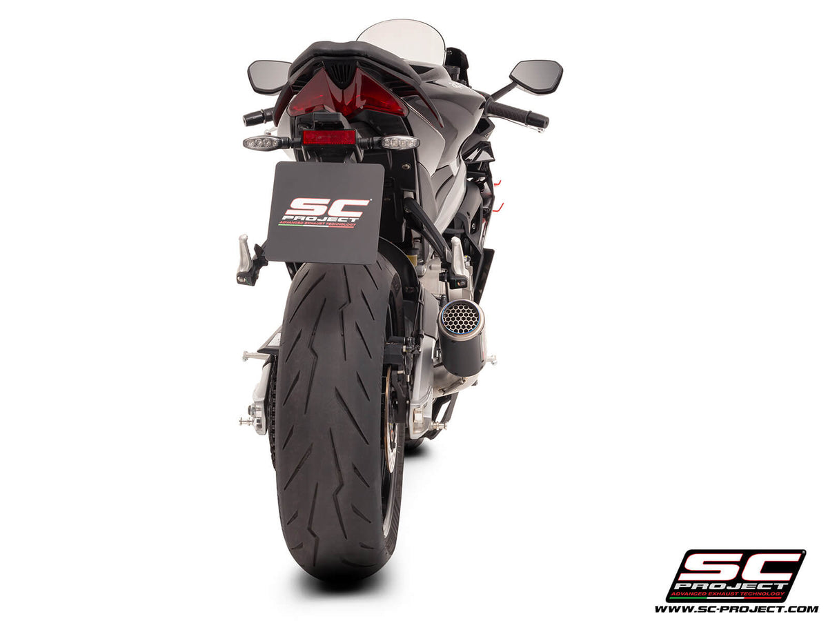 APRILIA RS 660 (2025-2026) 2-1 Stainless steel full exhaust system, with CR-T carbon exhaust with stoneguard grid