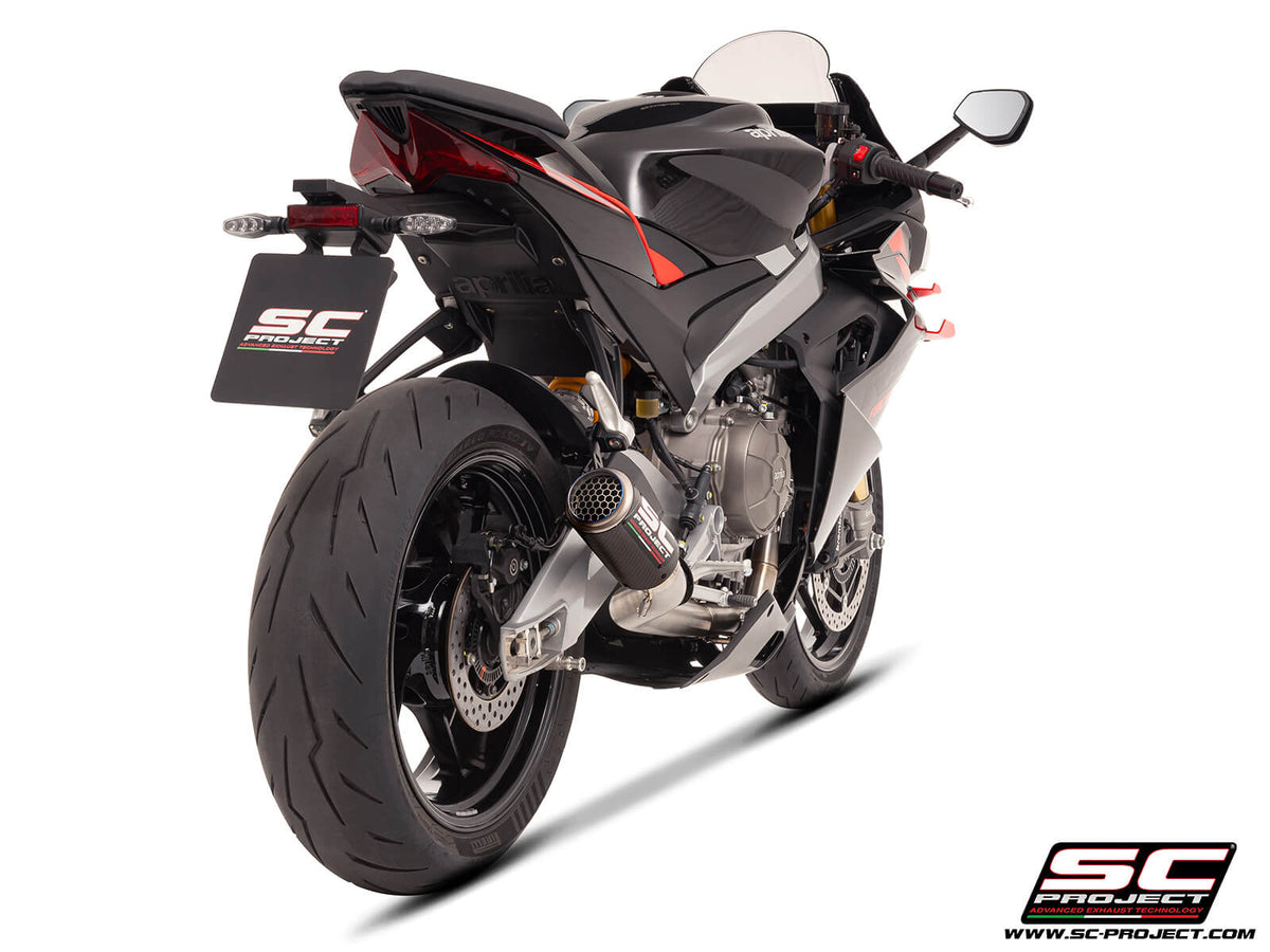 APRILIA RS 660 (2025-2026) 2-1 Stainless steel full exhaust system, with CR-T carbon exhaust with stoneguard grid
