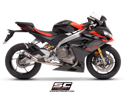 APRILIA RS 660 (2025-2026) 2-1 Stainless steel full exhaust system, with CR-T carbon exhaust with stoneguard grid