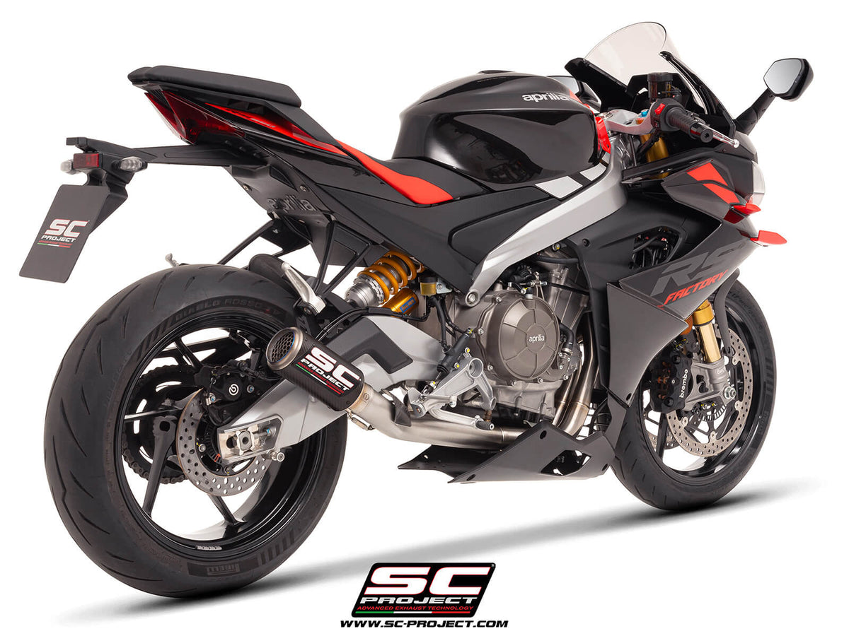 APRILIA TUONO 660 (2025-2026) 2-1 Stainless steel full exhaust system, with CR-T carbon exhaust with stoneguard grid