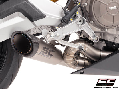 APRILIA TUONO 660 (2025-2026) 2-1 Titanium full exhaust system, with S1 titanium exhaust, with welded sector link pipe