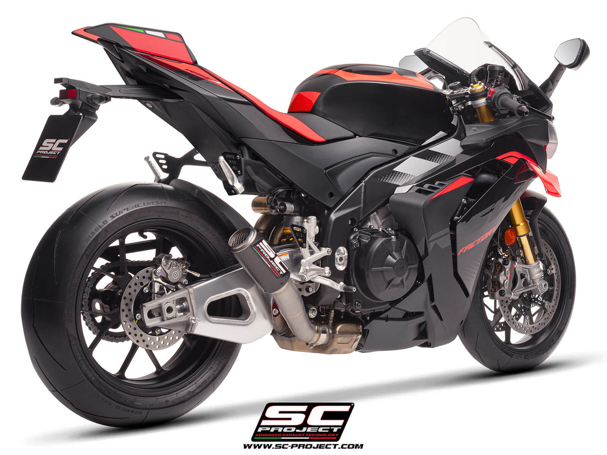 APRILIA RSV4 (2025) - FACTORY CR-T carbon fibre exhaust, with stoneguard grid
