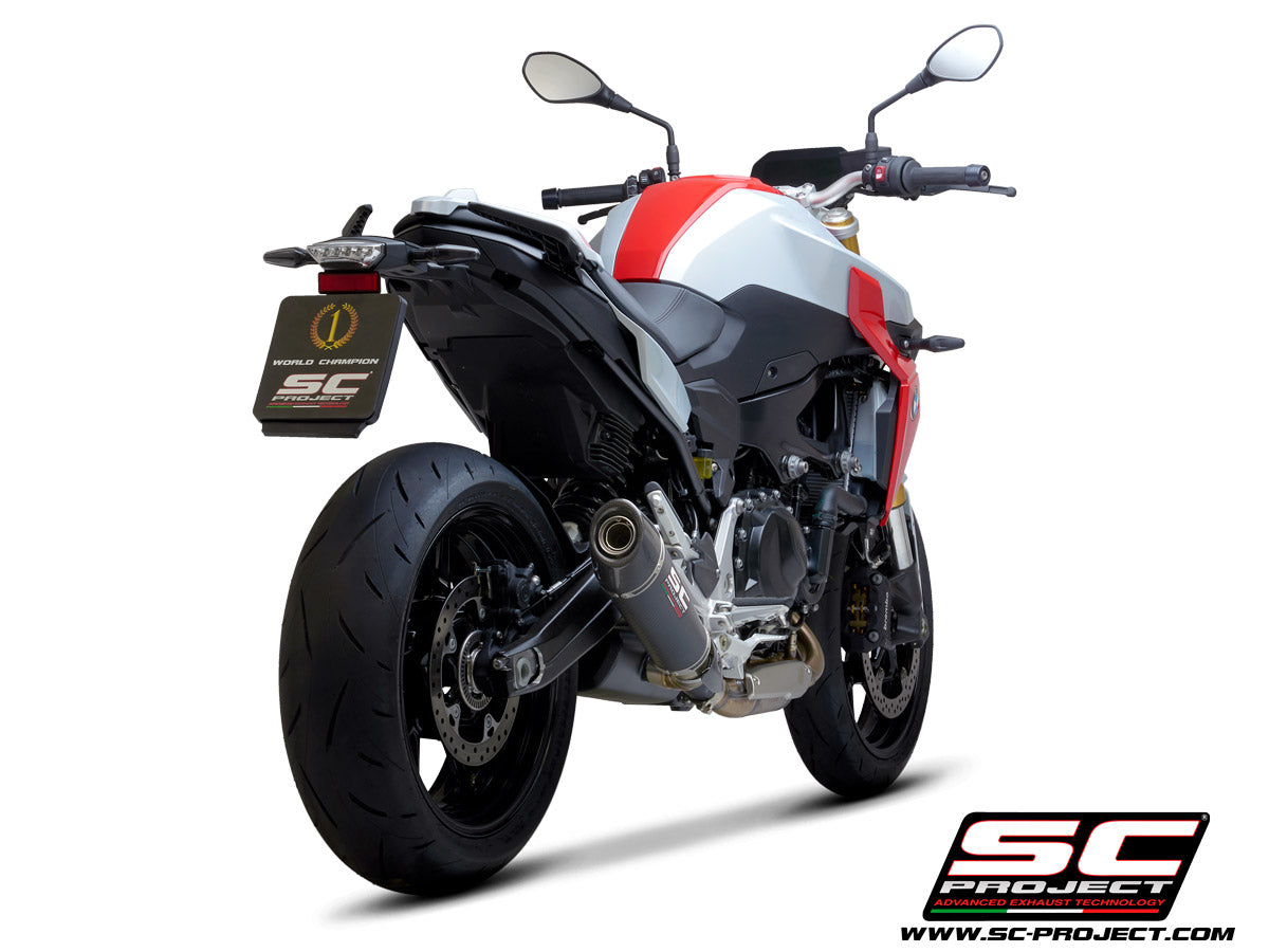 BMW F 900 R (2025-2026) Carbon Conic Muffler with Ceramic Coated Black Chamber