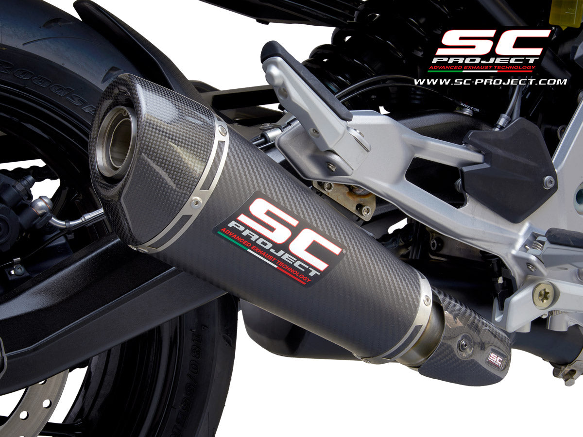 BMW F 900 R (2025-2026) Carbon Conic Muffler with Ceramic Coated Black Chamber