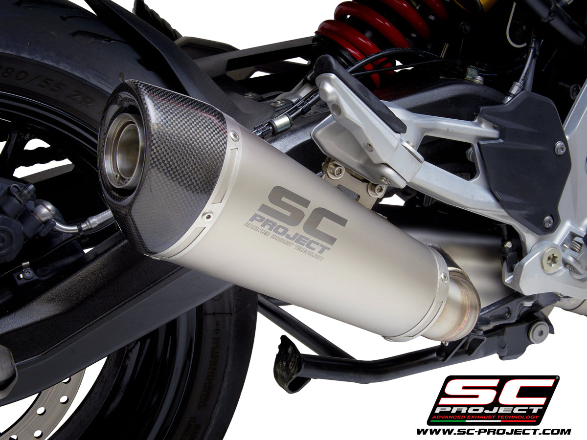 BMW F 900 XR (2025-2026) Conic muffler, Titanium, with carbon fibre end cap