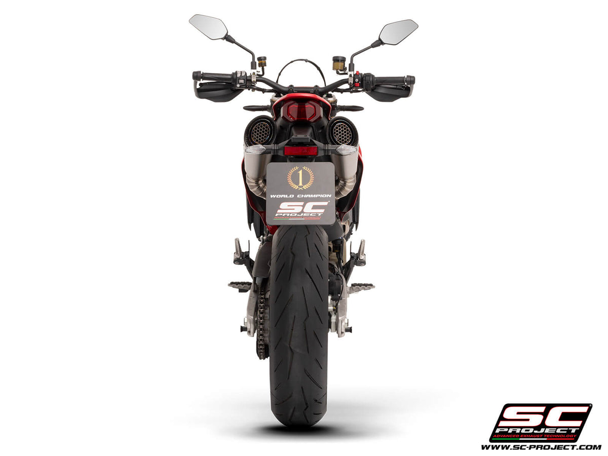 DUCATI HYPERMOTARD 698 MONO - RVE (2024-2026) Dual undertail S1 titanium exhaust, with stoneguard grid