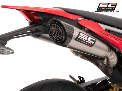 DUCATI HYPERMOTARD 698 MONO - RVE (2024-2026) Dual undertail S1 titanium exhaust, with stoneguard grid
