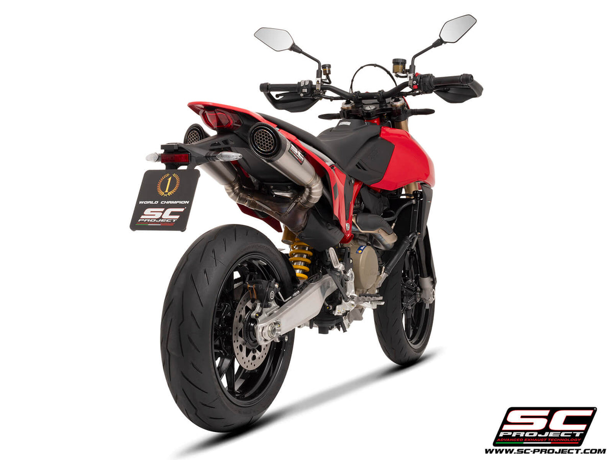DUCATI HYPERMOTARD 698 MONO - RVE (2024-2026) Dual undertail S1 titanium exhaust, with stoneguard grid