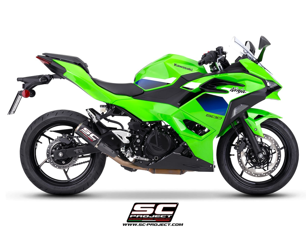 KAWASAKI NINJA 500 (2024 - 2026) CR-T carbon fibre exhaust, with stoneguard grid