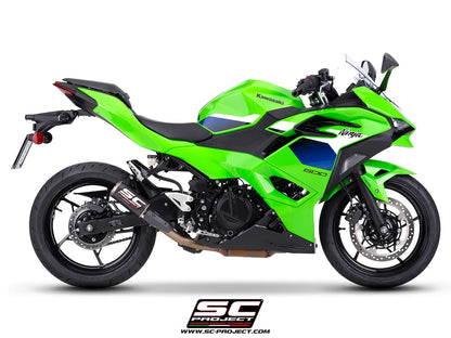 KAWASAKI NINJA 500 (2024 - 2026) CR-T carbon fibre exhaust, with stoneguard grid