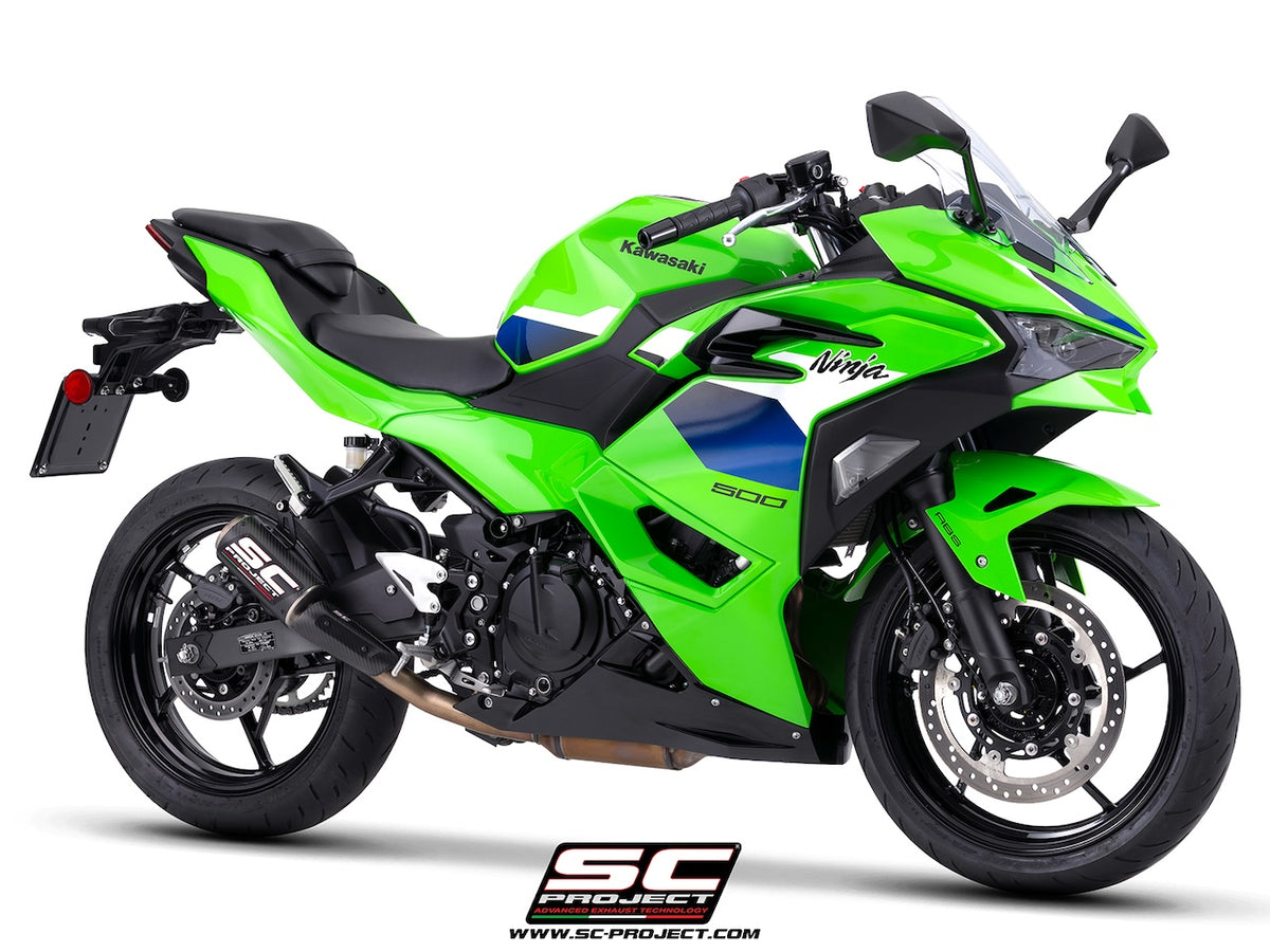 KAWASAKI NINJA 500 (2024 - 2026) CR-T carbon fibre exhaust, with stoneguard grid