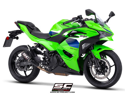 KAWASAKI NINJA 500 (2024 - 2026) CR-T carbon fibre exhaust, with stoneguard grid