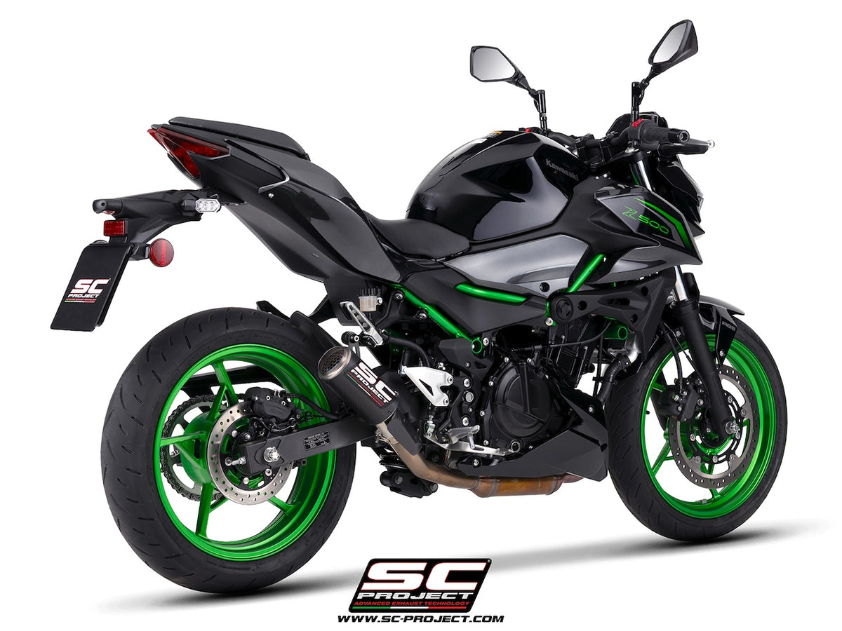 KAWASAKI Z500 (2024 - 2026) CR-T carbon fibre exhaust, with stoneguard grid