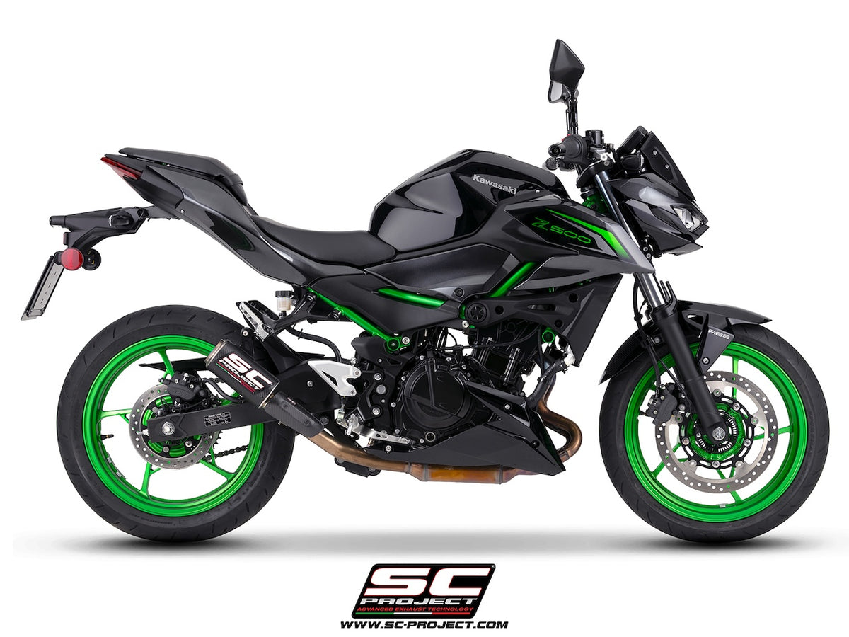 KAWASAKI Z500 (2024 - 2026) CR-T carbon fibre exhaust, with stoneguard grid