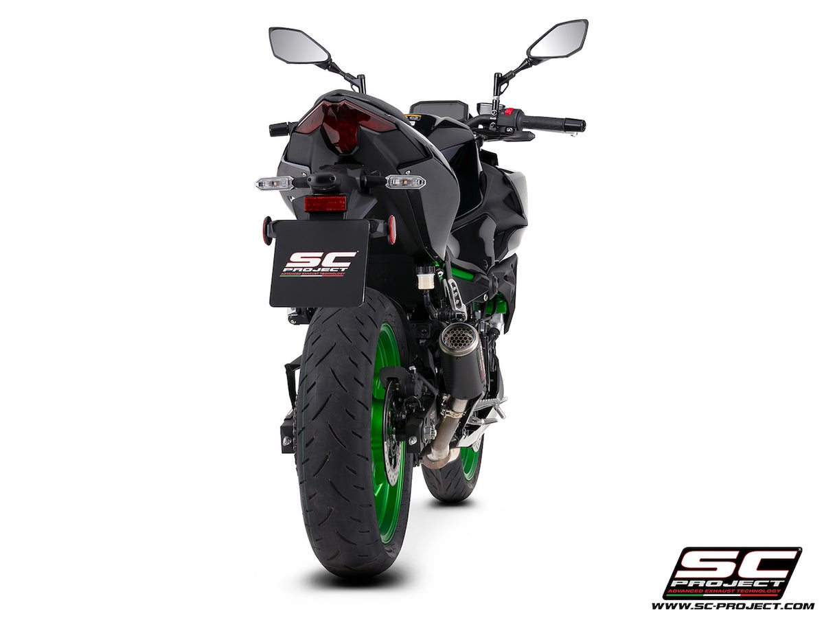 KAWASAKI Z500 (2024 - 2026) CR-T carbon fibre exhaust, with stoneguard grid