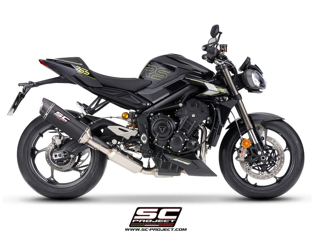 STREET TRIPLE 765 R - RS - R A2 (2024 - 2026) - EURO 5+ 3-1 stainless steel full exhaust system, with SC1-X carbon fibre exhaust