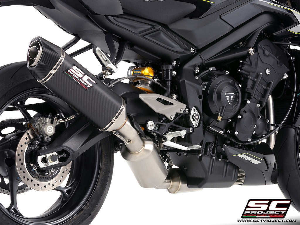 STREET TRIPLE 765 R - RS - R A2 (2024 - 2026) - EURO 5+ 3-1 stainless steel full exhaust system, with SC1-X carbon fibre exhaust