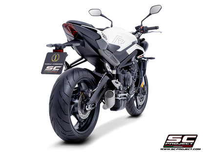 Triumph STREET TRIPLE 765 R - RS (2023 - 2024) 3-1 Stainless steel full exhaust system, with CR-T titanium exhaust with stoneguard grid