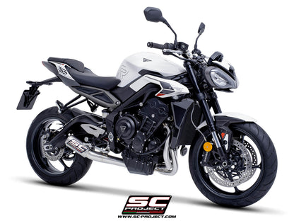 Triumph STREET TRIPLE 765 R - RS (2023 - 2024) 3-1 Stainless steel full exhaust system, with CR-T titanium exhaust with stoneguard grid