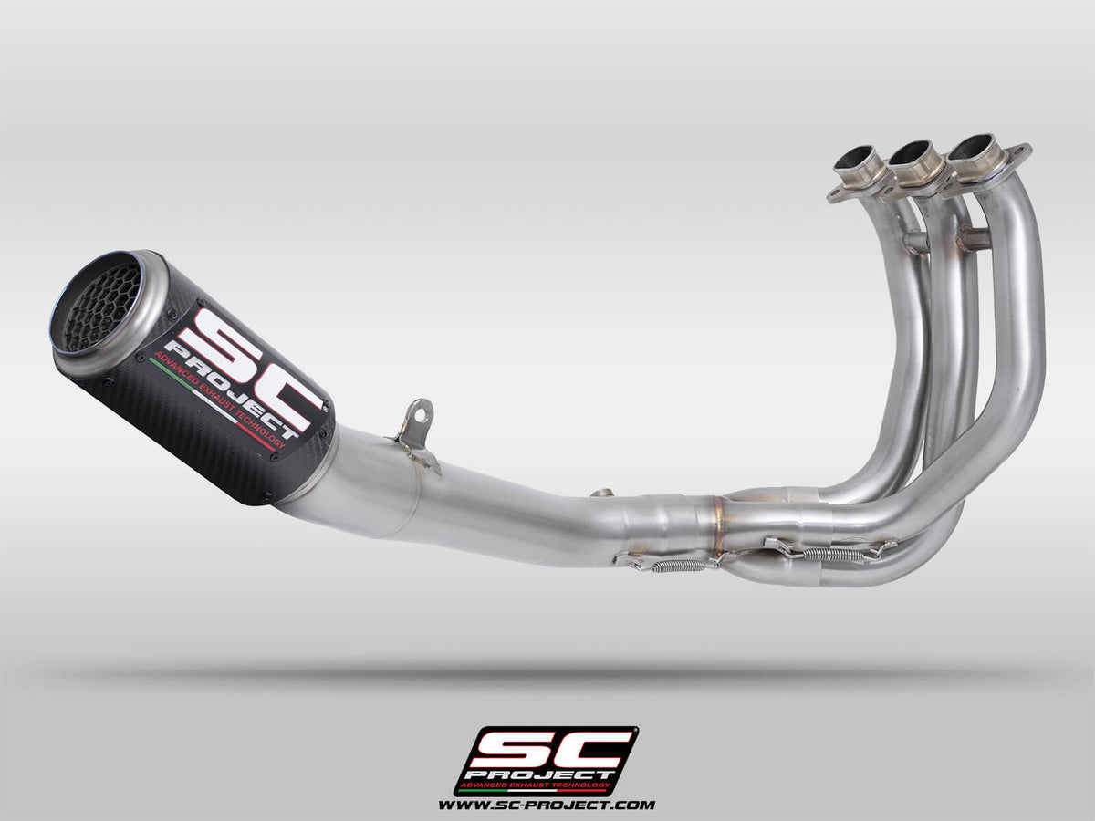 Triumph STREET TRIPLE 765 R - RS (2024-2026) - EURO 5+ 3-1 Stainless steel full exhaust system, with CR-T titanium exhaust with stoneguard grid
