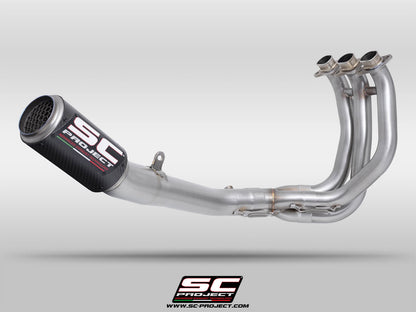 Triumph STREET TRIPLE 765 R - RS (2024-2026) - EURO 5+ 3-1 Stainless steel full exhaust system, with CR-T titanium exhaust with stoneguard grid