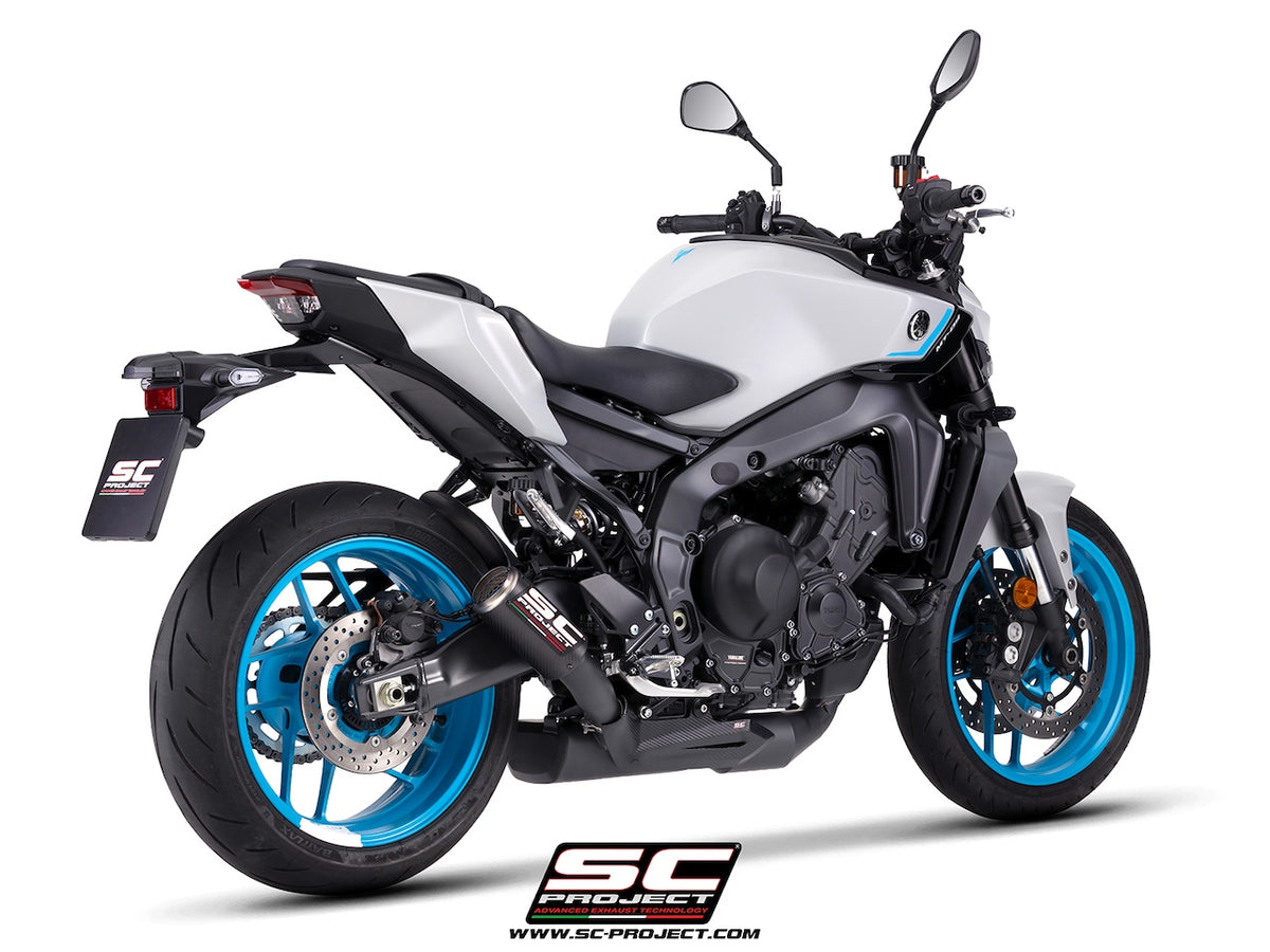 YAMAHA MT-09 (2024-2026) 3-1 stainless steel full exhaust system, matt black, with CR-T carbon fibre exhaust , with stoneguard grid
