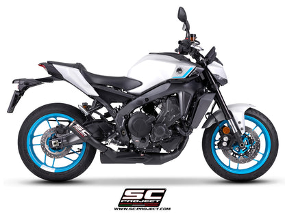 YAMAHA MT-09 (2024-2026) 3-1 stainless steel full exhaust system, matt black, with CR-T carbon fibre exhaust , with stoneguard grid