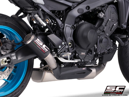 YAMAHA MT-09 (2024-2026) 3-1 stainless steel full exhaust system, with CR-T carbon fibre exhaust , with stoneguard grid