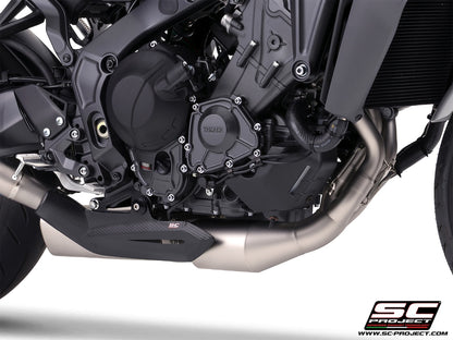 YAMAHA MT-09 (2024-2026) 3-1 stainless steel full exhaust system, with CR-T carbon fibre exhaust , with stoneguard grid