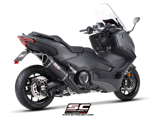 Yamaha TMAX 560 (2025-2026) 2-1 Stainless steel full exhaust system, matt black, with SC1-R carbon fibre exhaust